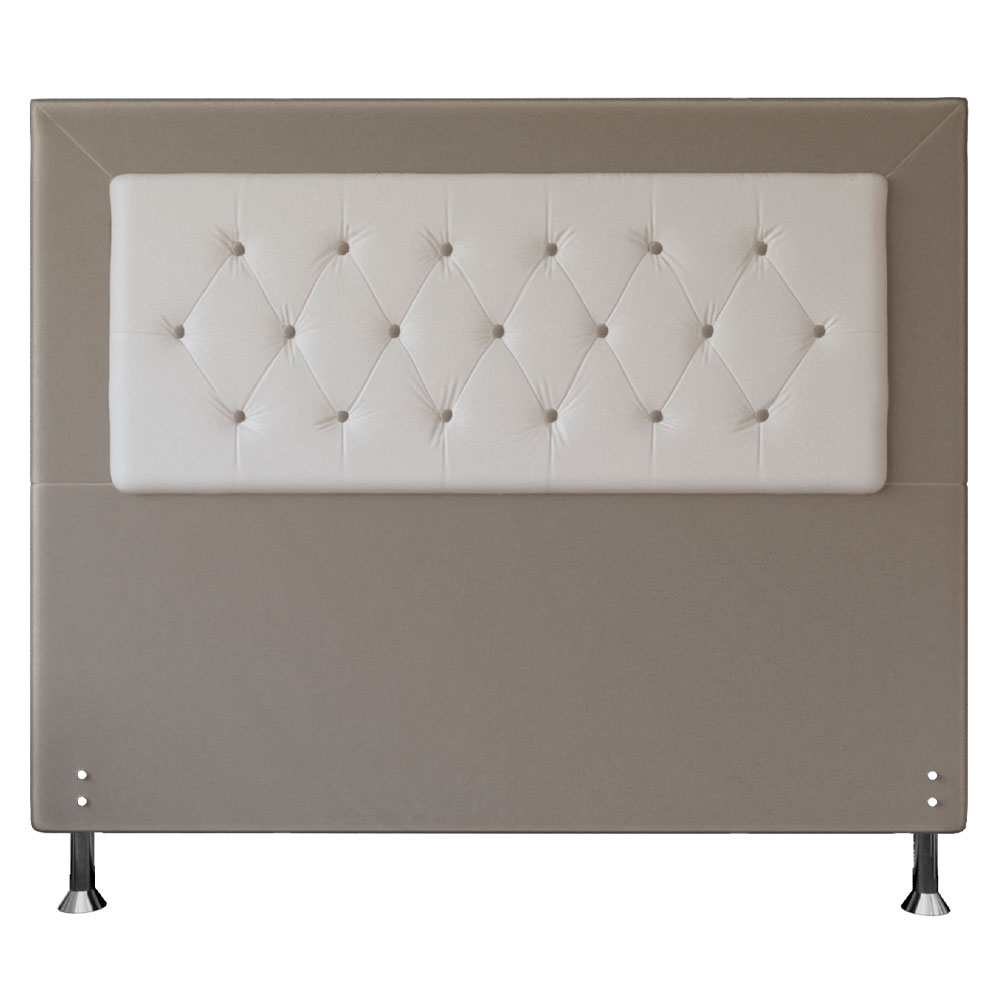 Cabeceira Queen 1,60m Havana Suede Bege com Corino Branco - Pallazio