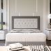Cabeceira Queen 1,60m Havana Suede Cinza com Corino Branco - Pallazio