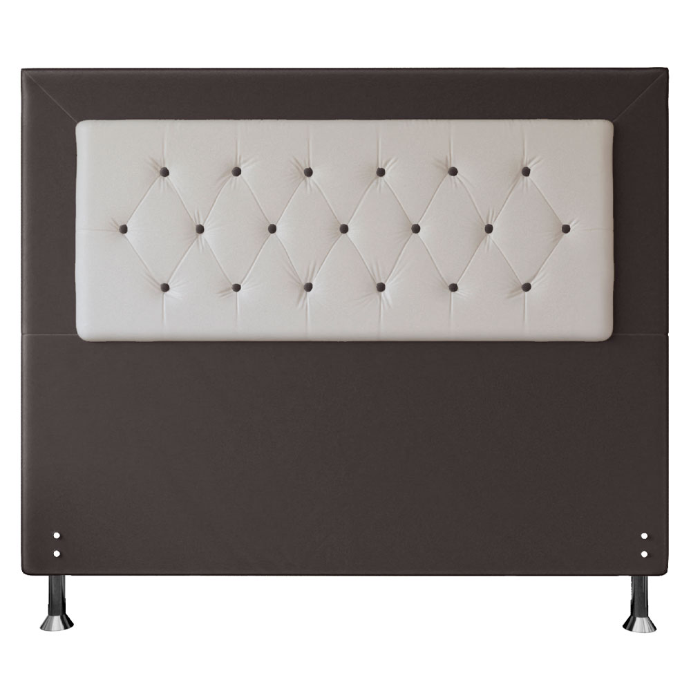 Cabeceira Queen 1,60m Havana Suede Marrom com Corino Branco - Pallazio