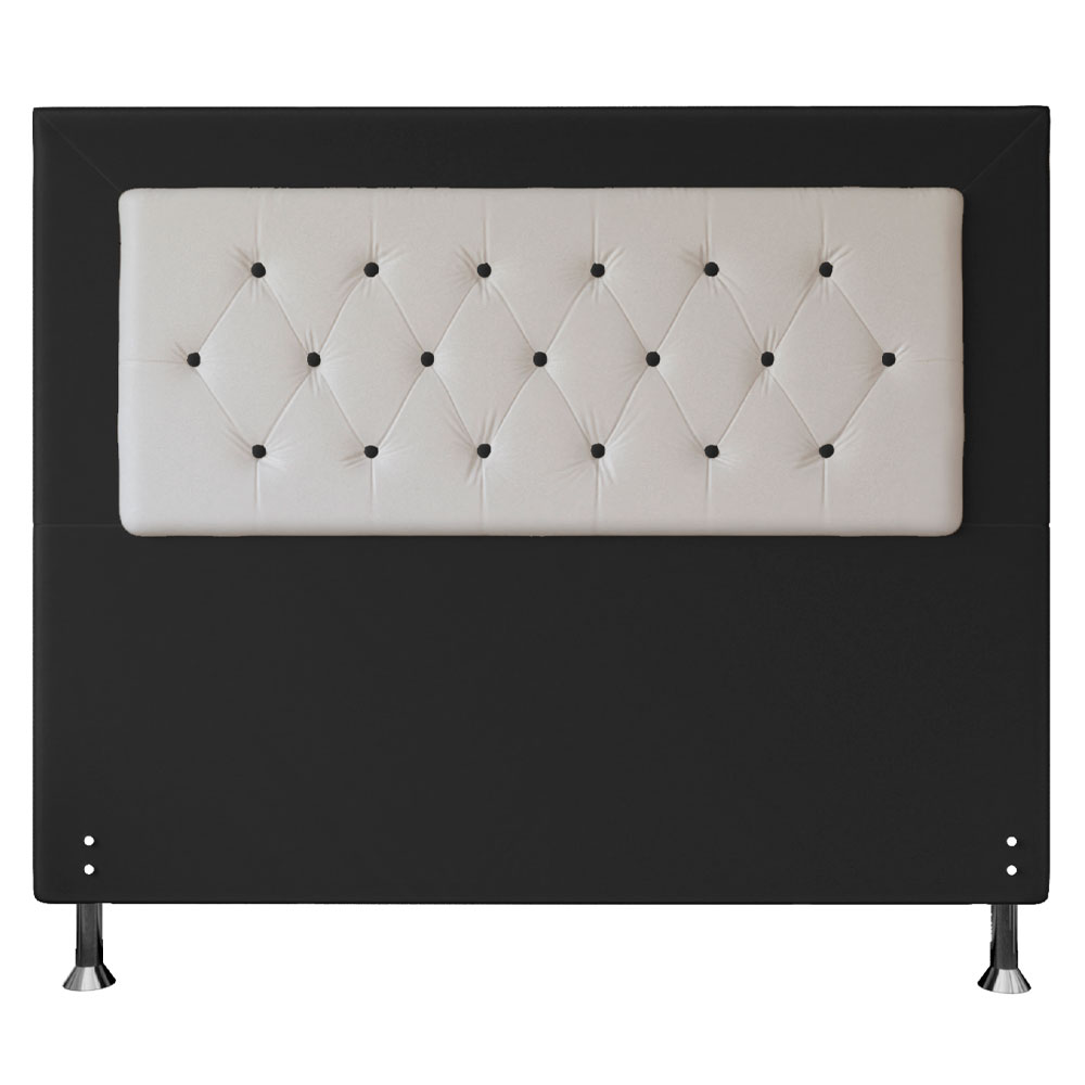 Cabeceira Queen 1,60m Havana Suede Preto com Corino Branco - Pallazio