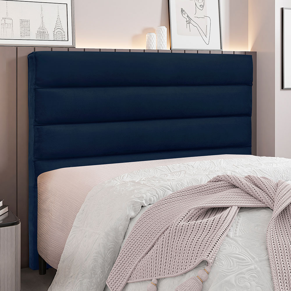 Cabeceira Queen 1,60m Las Palmas Suede Azul Marinho - Pallazio