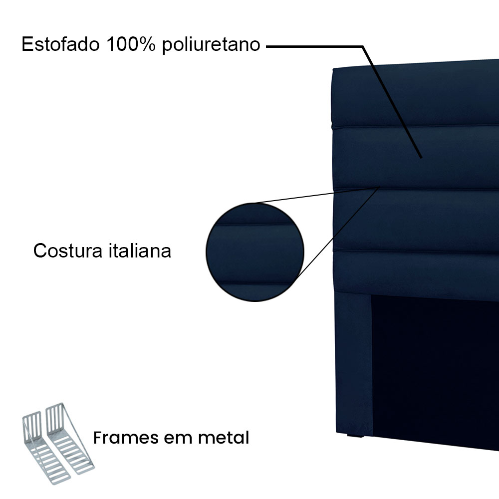 Cabeceira Queen 1,60m Las Palmas Suede Azul Marinho - Pallazio