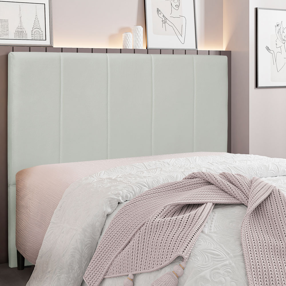 Cabeceira Queen 1,60m Ravenna Veludo Cinza Prata - Pallazio