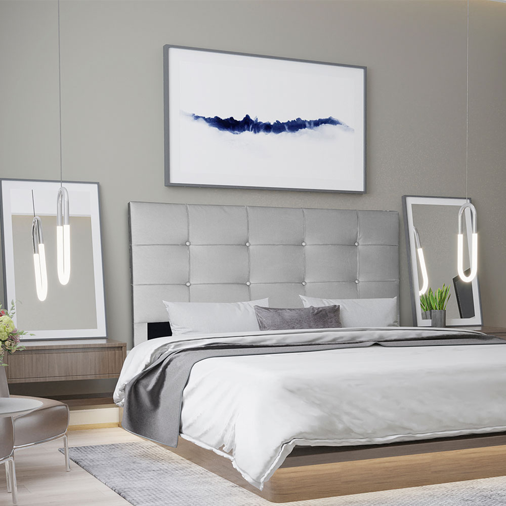 Cabeceira Queen 1,60m Roma Corano Cinza - Pallazio