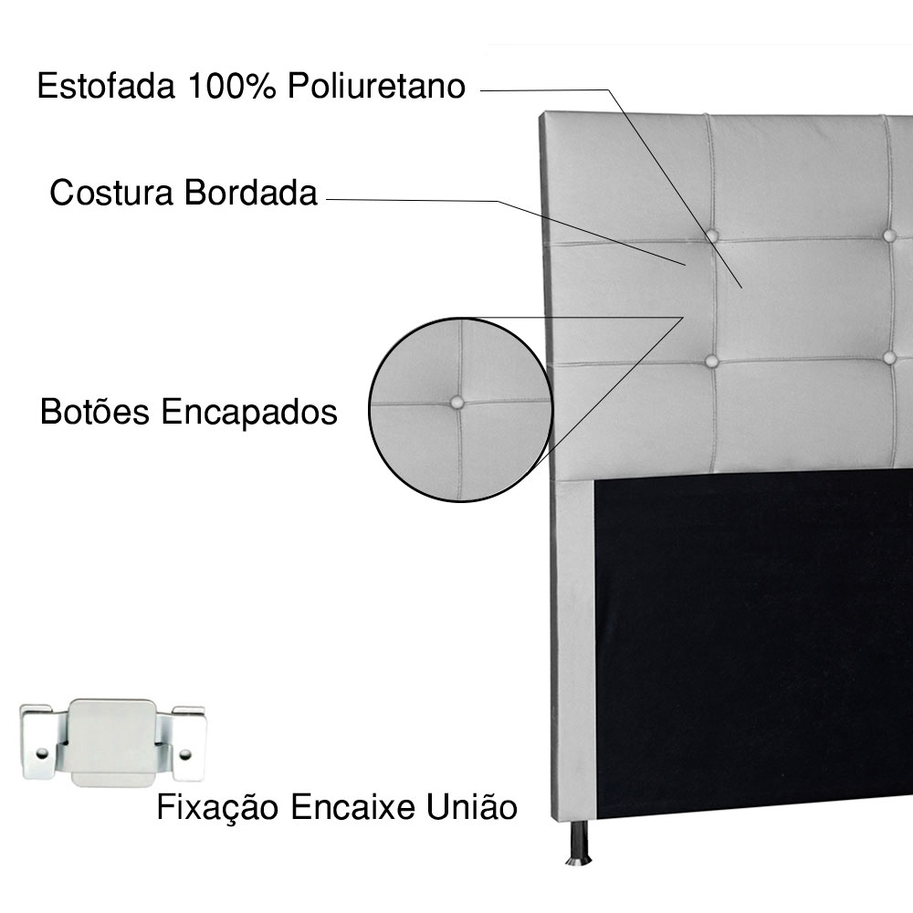Cabeceira Queen 1,60m Roma Corano Cinza - Pallazio