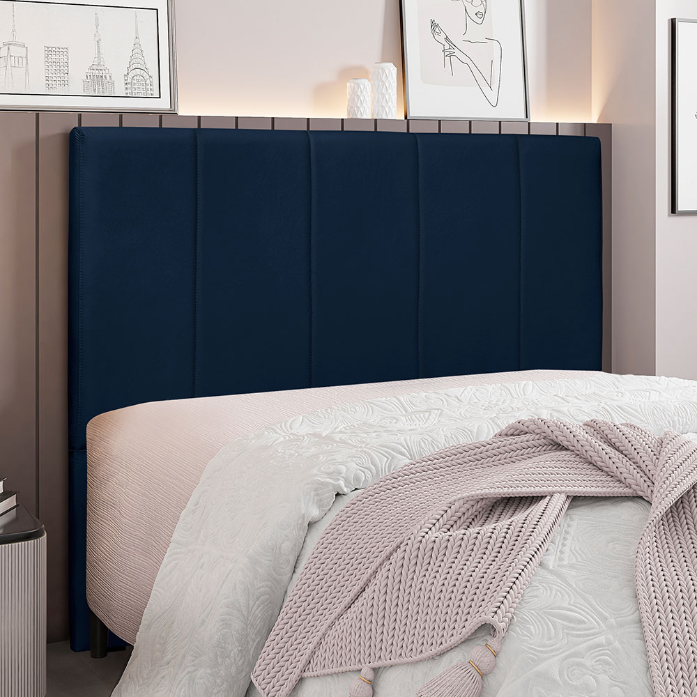 Cabeceira Queen 1,60m Sevilha Suede Azul Marinho - Pallazio