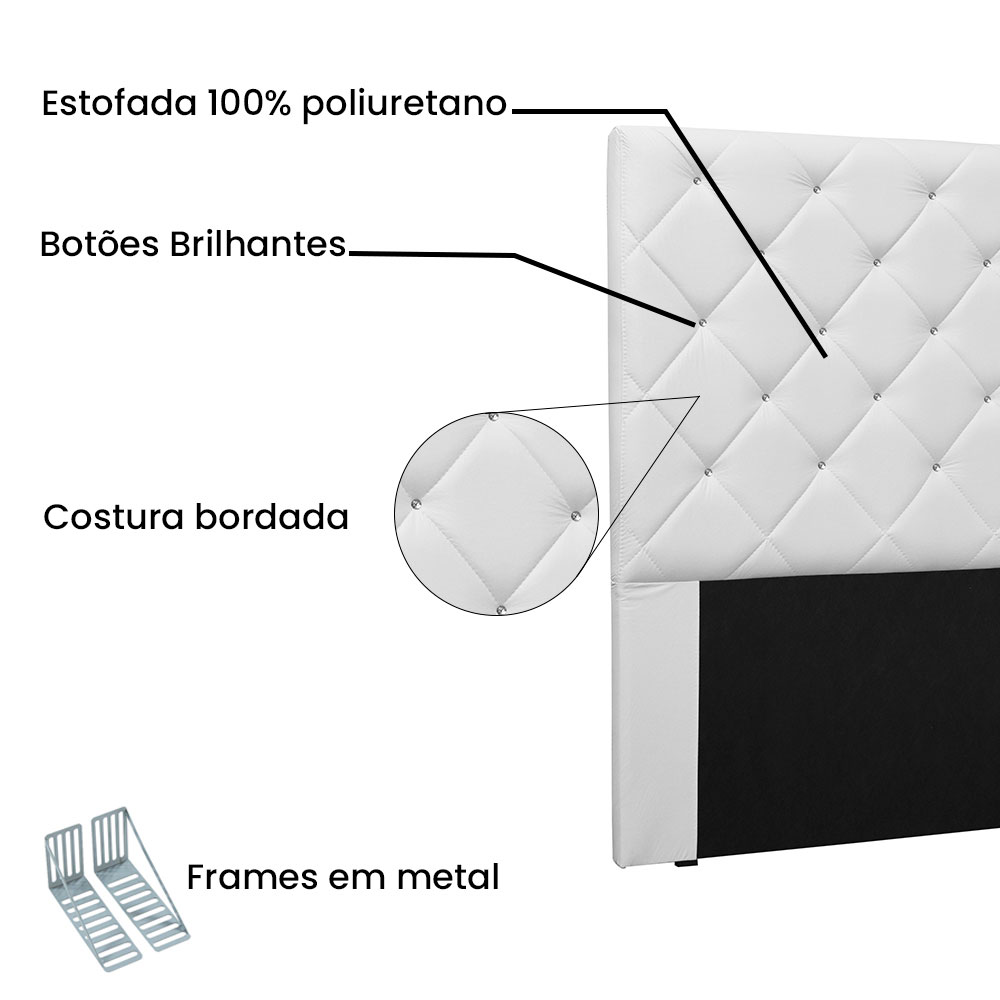 Cabeceira Queen 1,60m Tânia Corano Branco - Pallazio