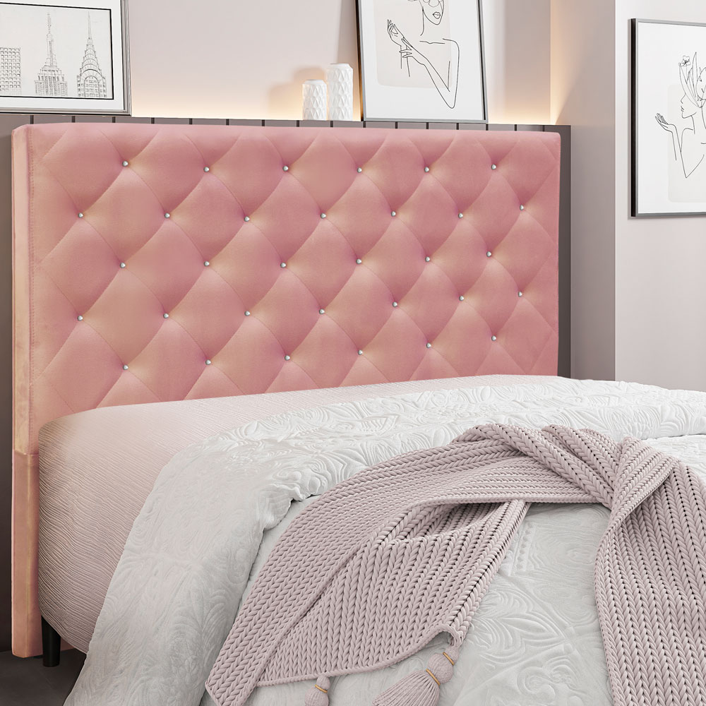 Cabeceira Queen 1,60m Tânia Veludo Rosa - Pallazio
