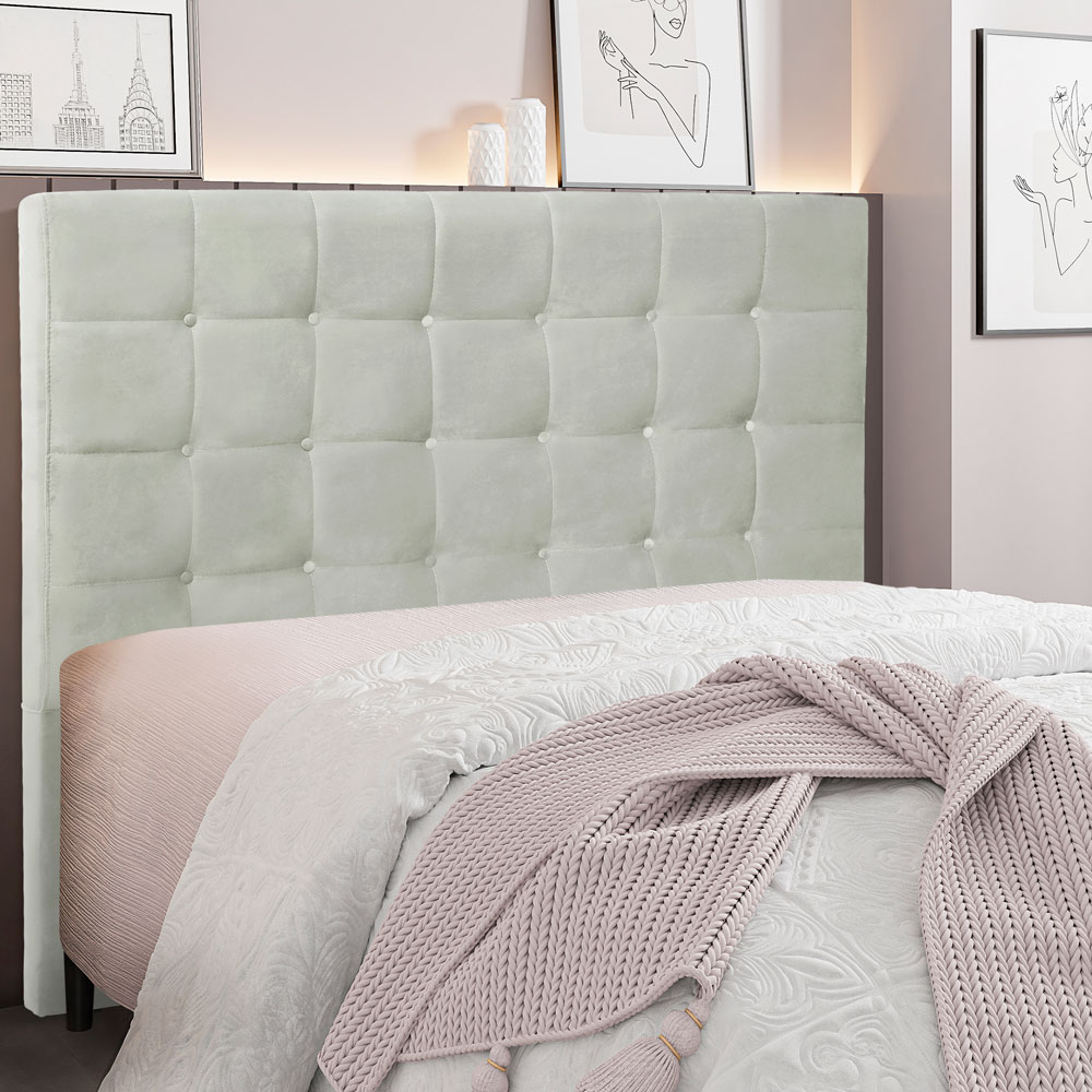 Cabeceira Queen 1,60m Verona Veludo Cinza Prata - Pallazio