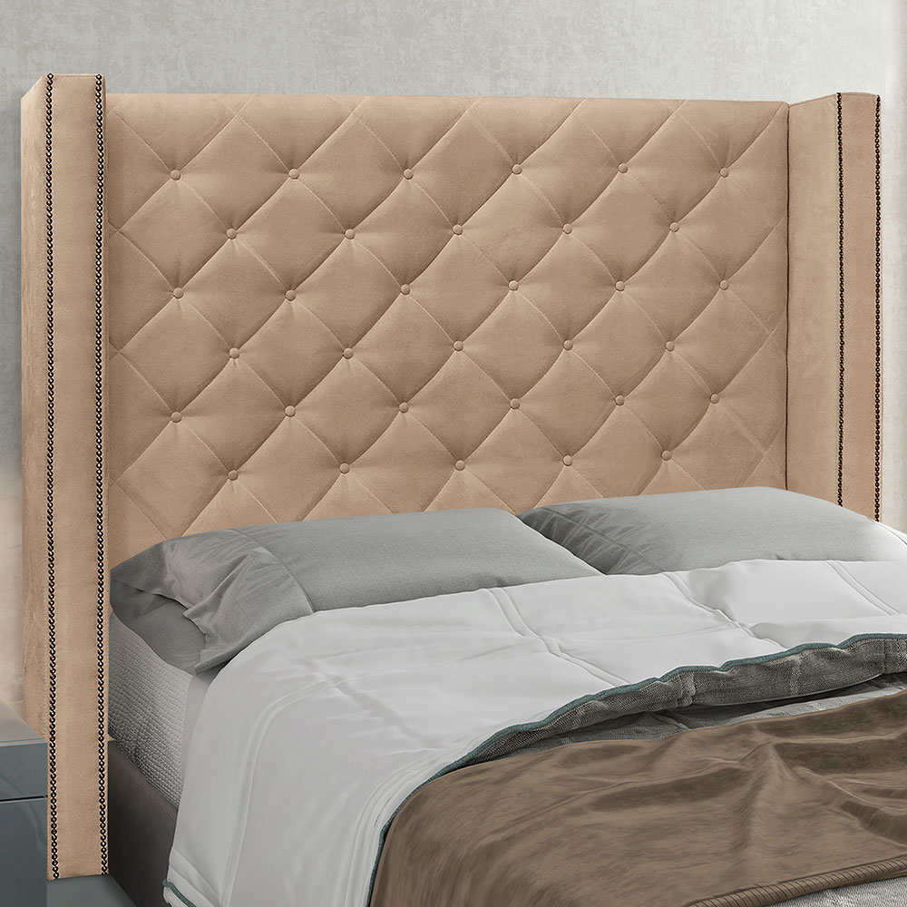 Cabeceira Queen 1,60m Vicenza Suede Bege - Pallazio