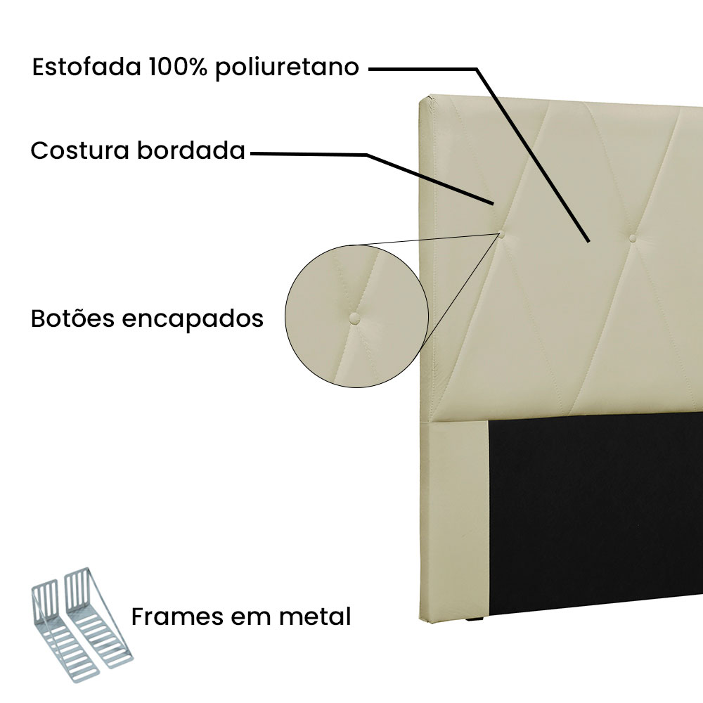 Cabeceira Solteiro 0,90m Aquilla Corano Marfim - Pallazio