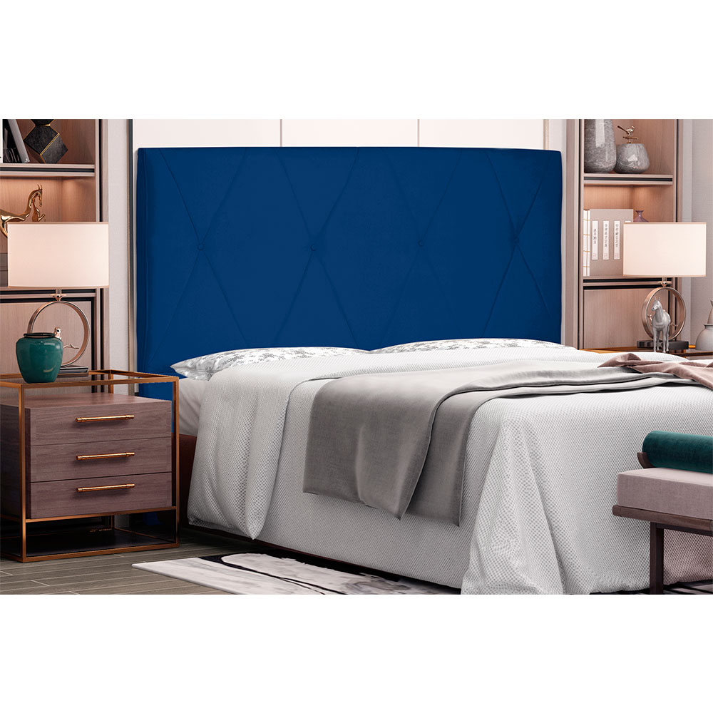 Cabeceira Solteiro 0,90m Aquilla Suede Azul Marinho - Pallazio
