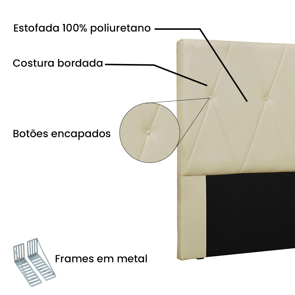 Cabeceira Solteiro 0,90m Aquilla Veludo Bege - Pallazio
