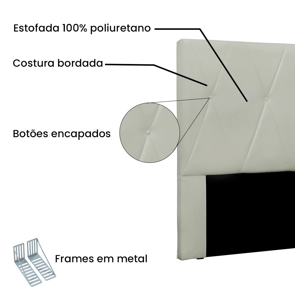 Cabeceira Solteiro 0,90m Aquilla Veludo Cinza Prata - Pallazio