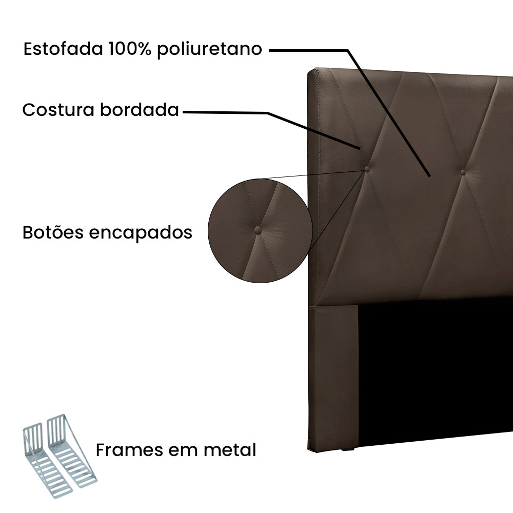 Cabeceira Solteiro 0,90m Aquilla Veludo Marrom - Pallazio