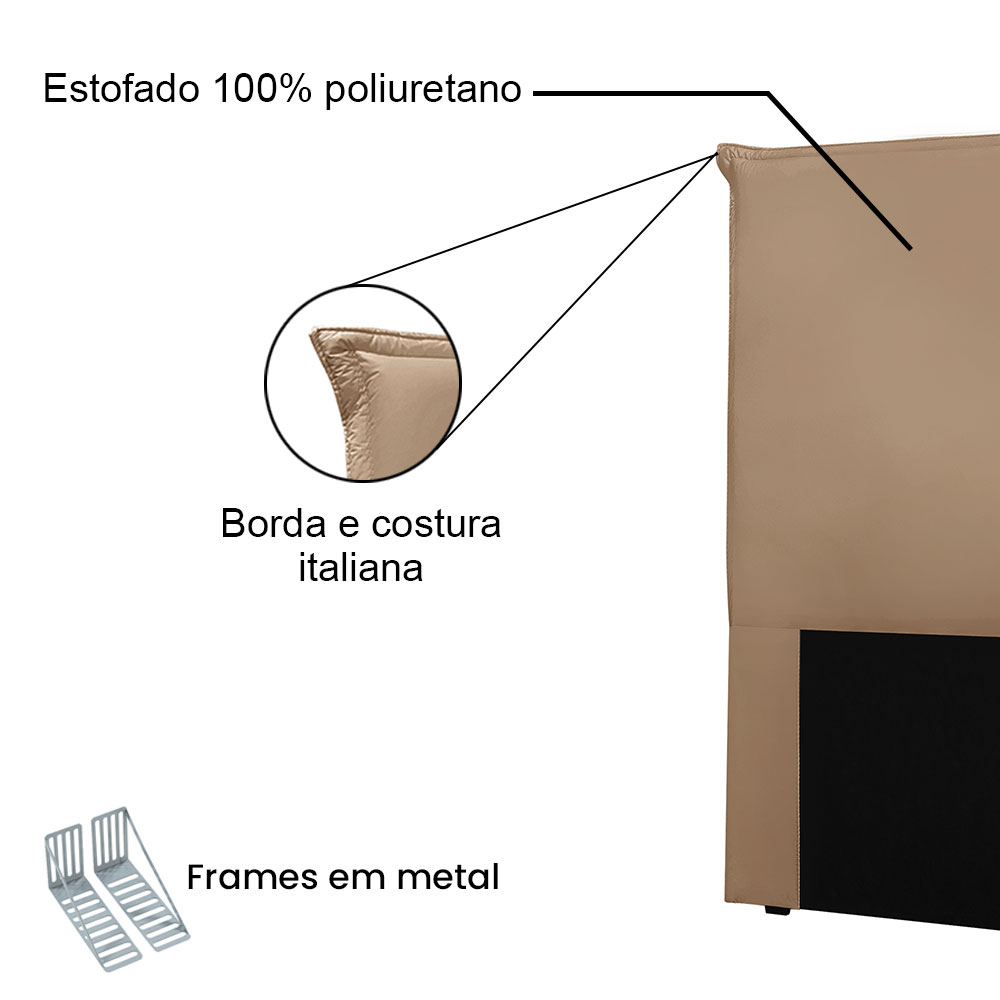 Cabeceira Solteiro 0,90m Barcelona Suede Azul Marinho - Pallazio