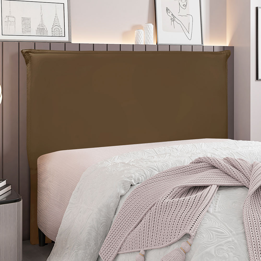 Cabeceira Solteiro 0,90m Barcelona Suede Caramelo - Pallazio