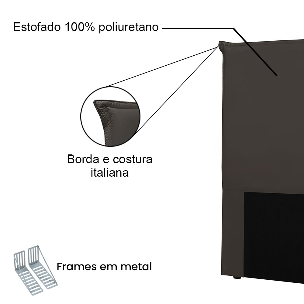 Cabeceira Solteiro 0,90m Barcelona Suede Cinza - Pallazio