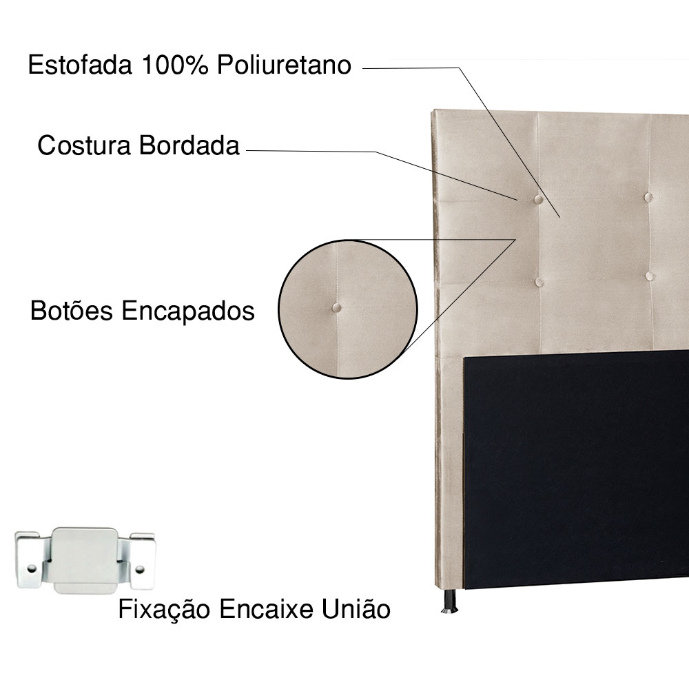 Cabeceira Solteiro 0,90m Berlim Suede Bege - Pallazio