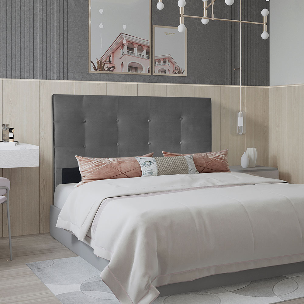 Cabeceira Solteiro 0,90m Berlim Suede Cinza - Pallazio