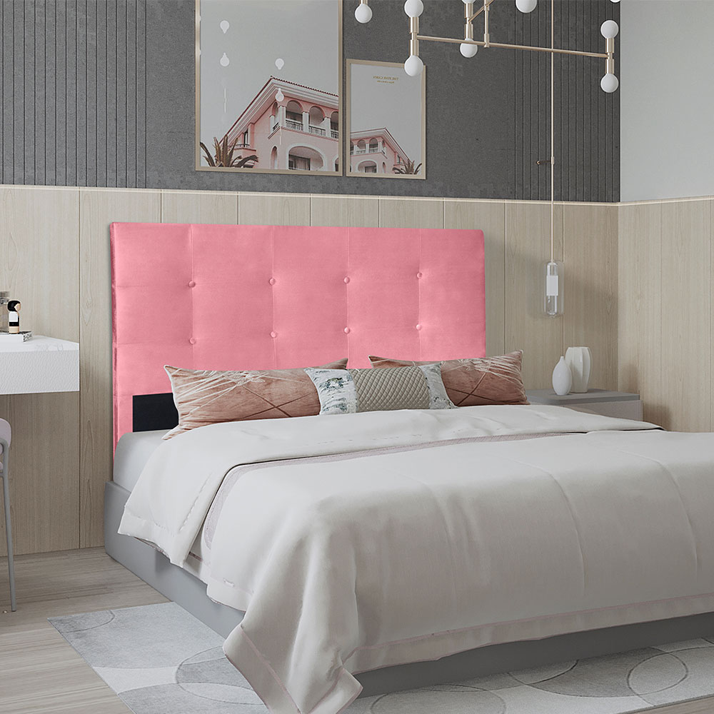 Cabeceira Solteiro 0,90m Berlim Suede Rosa - Pallazio