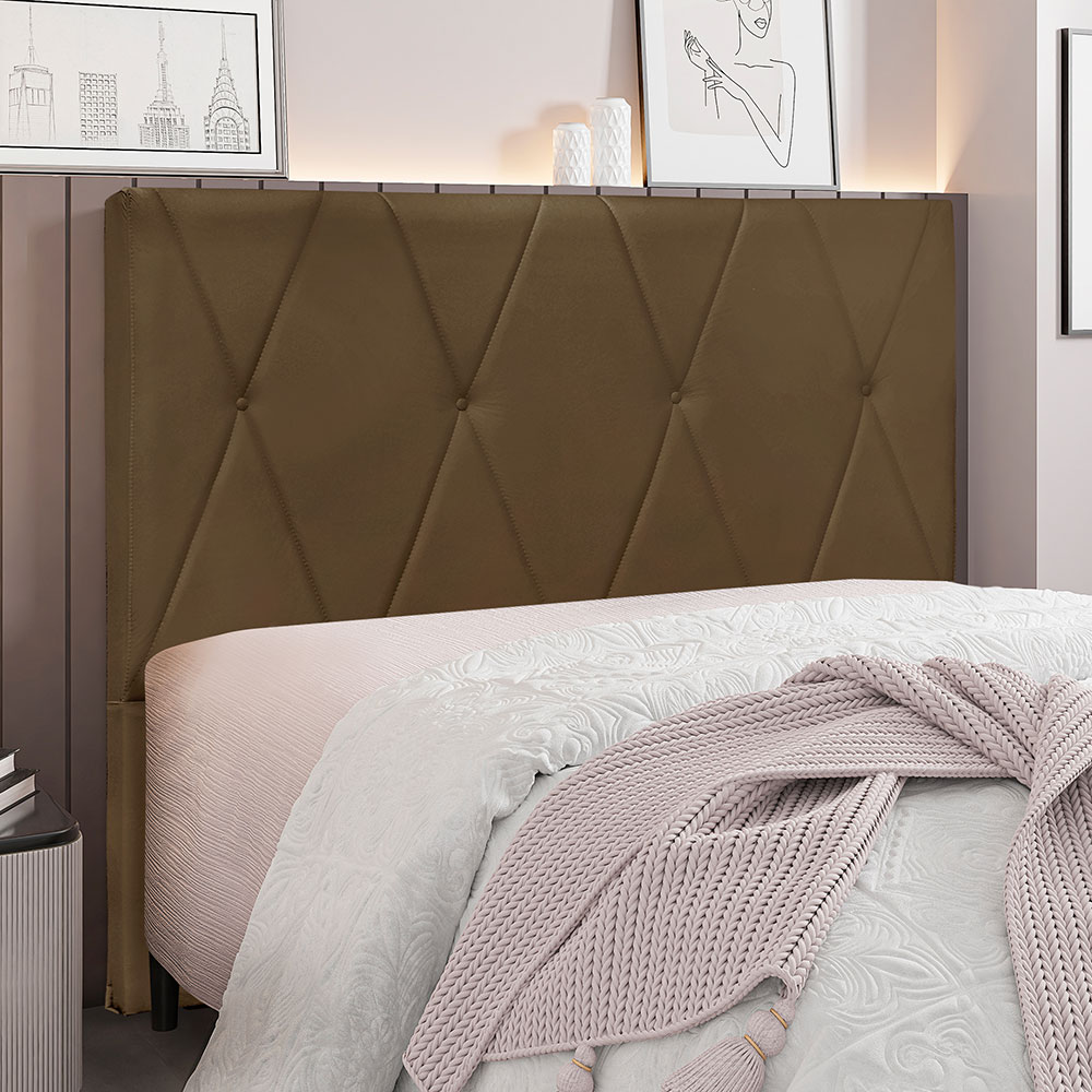 Cabeceira Solteiro 0,90m Ávila Suede Caramelo - Pallazio
