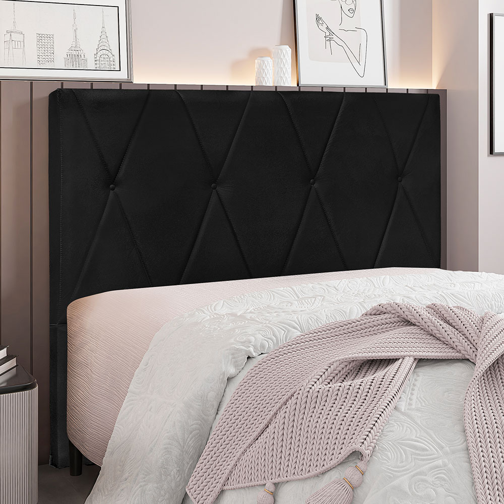 Cabeceira Solteiro 0,90m Ávila Suede Preto - Pallazio