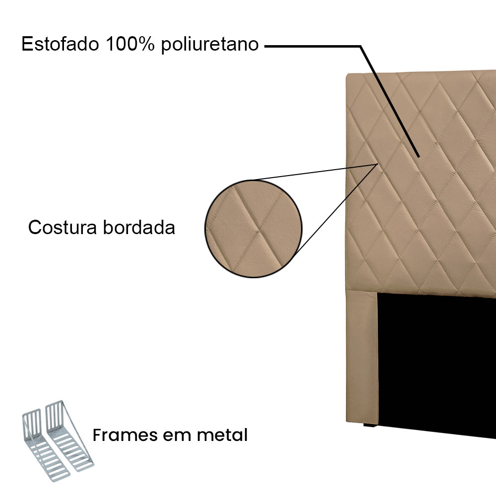 Cabeceira Solteiro 0,90m Córdoba Suede Bege - Pallazio