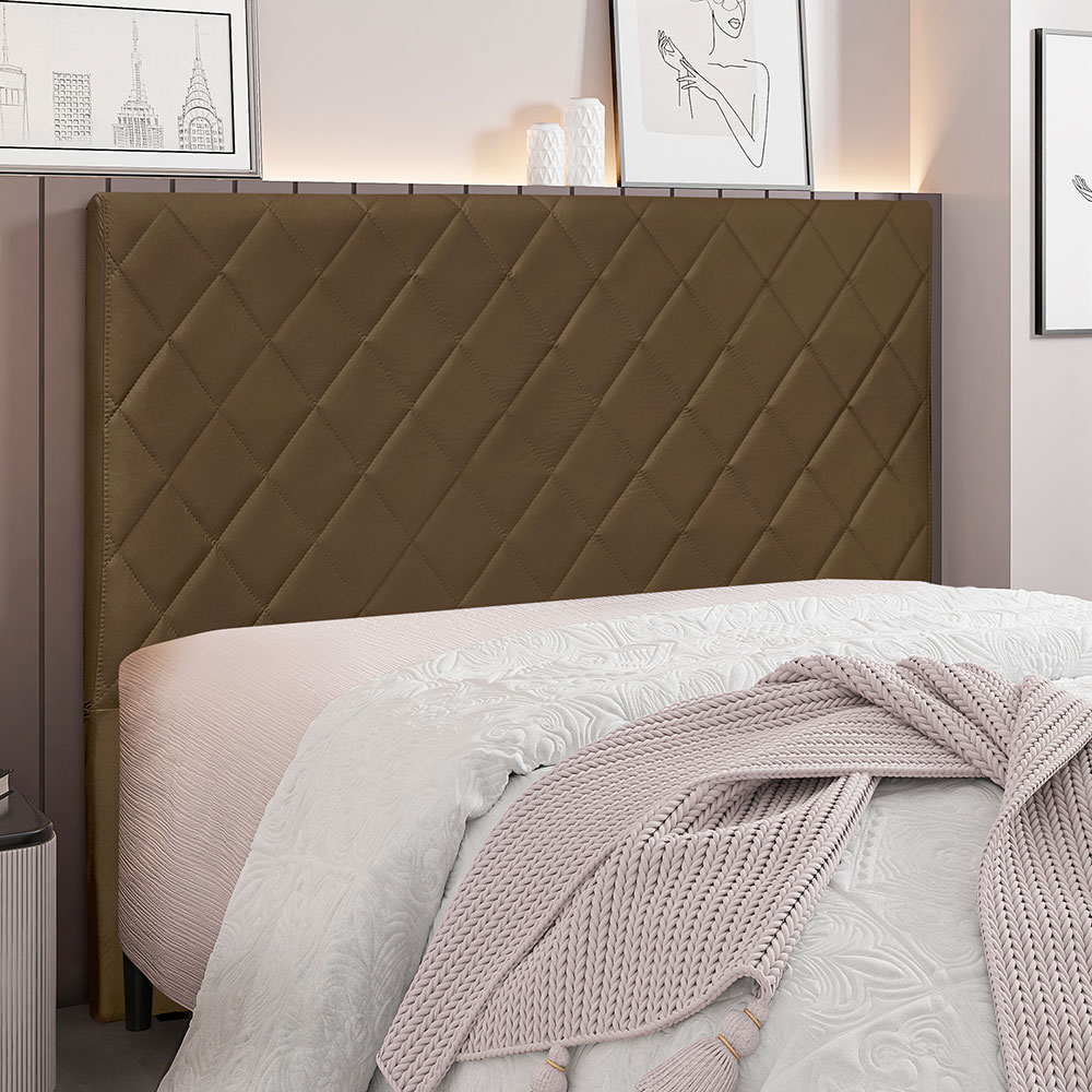 Cabeceira Solteiro 0,90m Córdoba Suede Caramelo - Pallazio