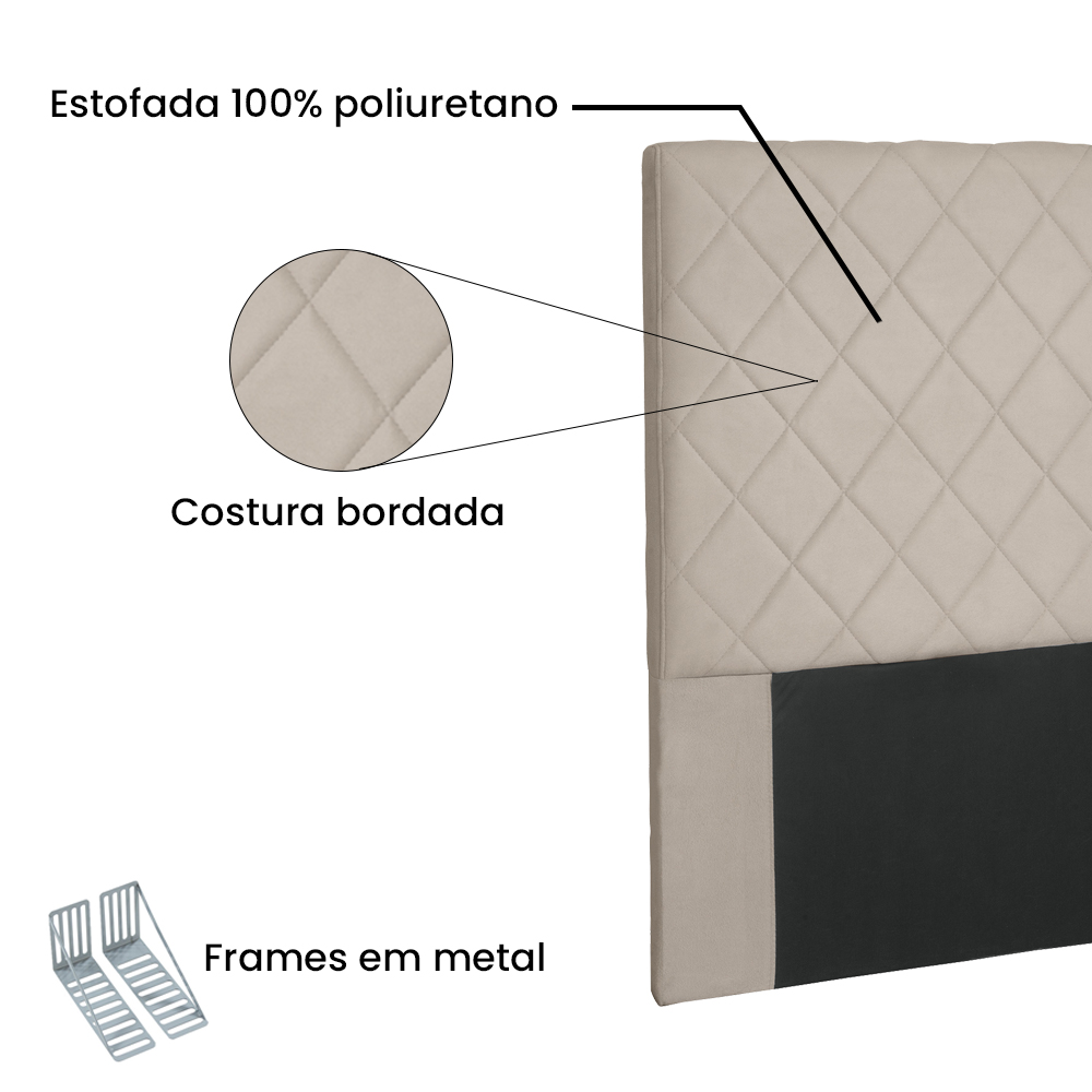 Cabeceira Solteiro 0,90m Esmeralda Suede Bege - Pallazio