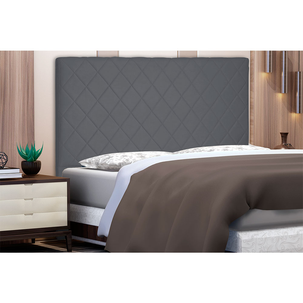 Cabeceira Solteiro 0,90m Esmeralda Suede Cinza - Pallazio