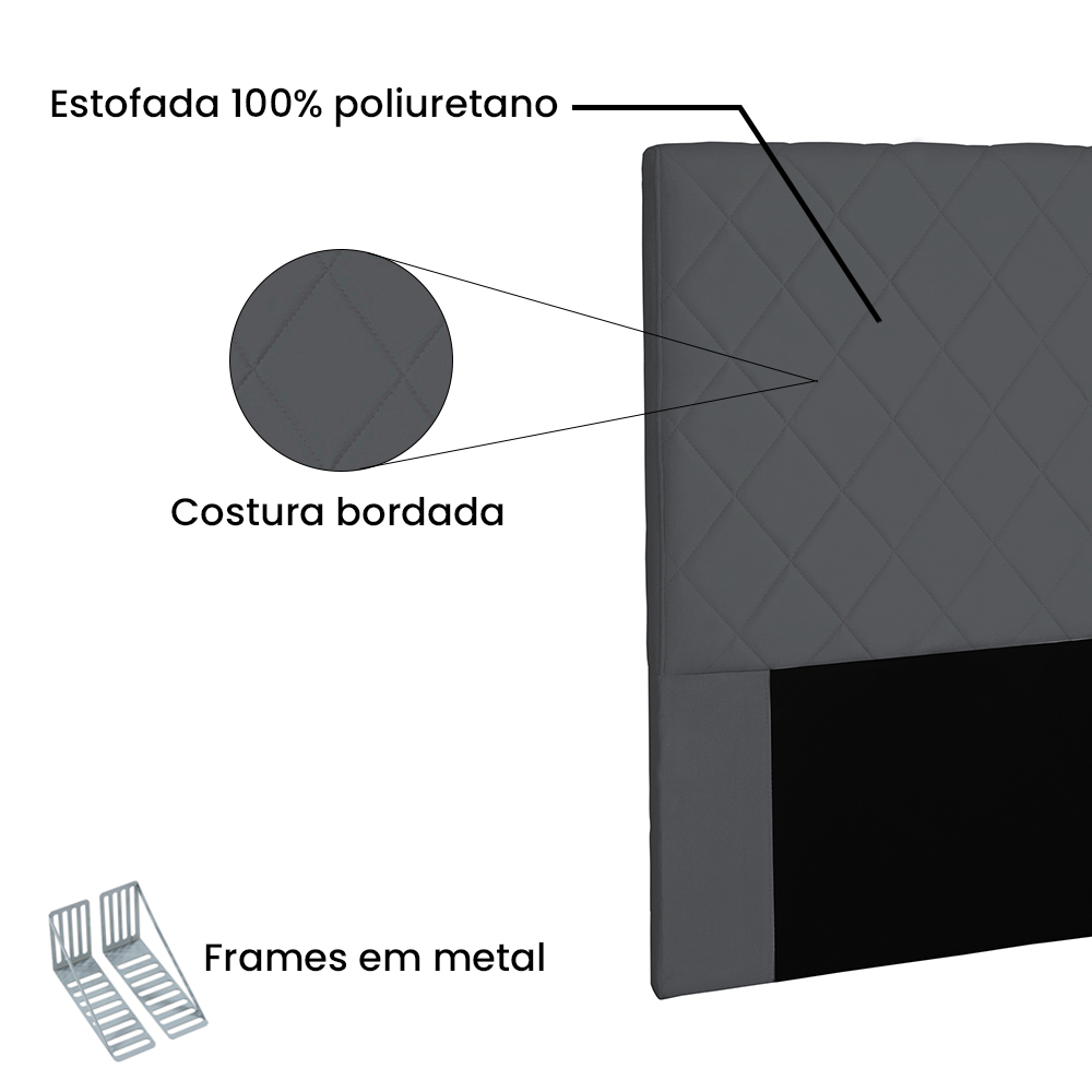Cabeceira Solteiro 0,90m Esmeralda Suede Cinza - Pallazio