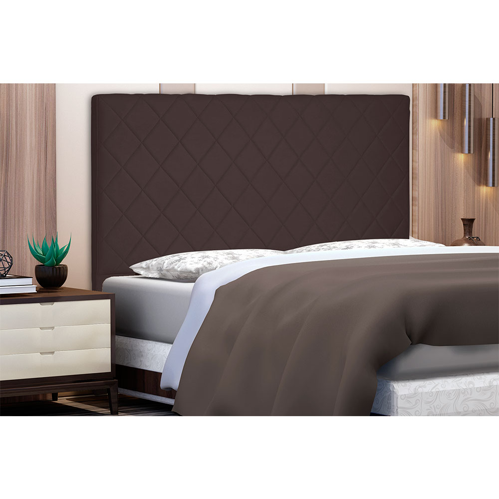 Cabeceira Solteiro 0,90m Esmeralda Suede Marrom Café - Pallazio