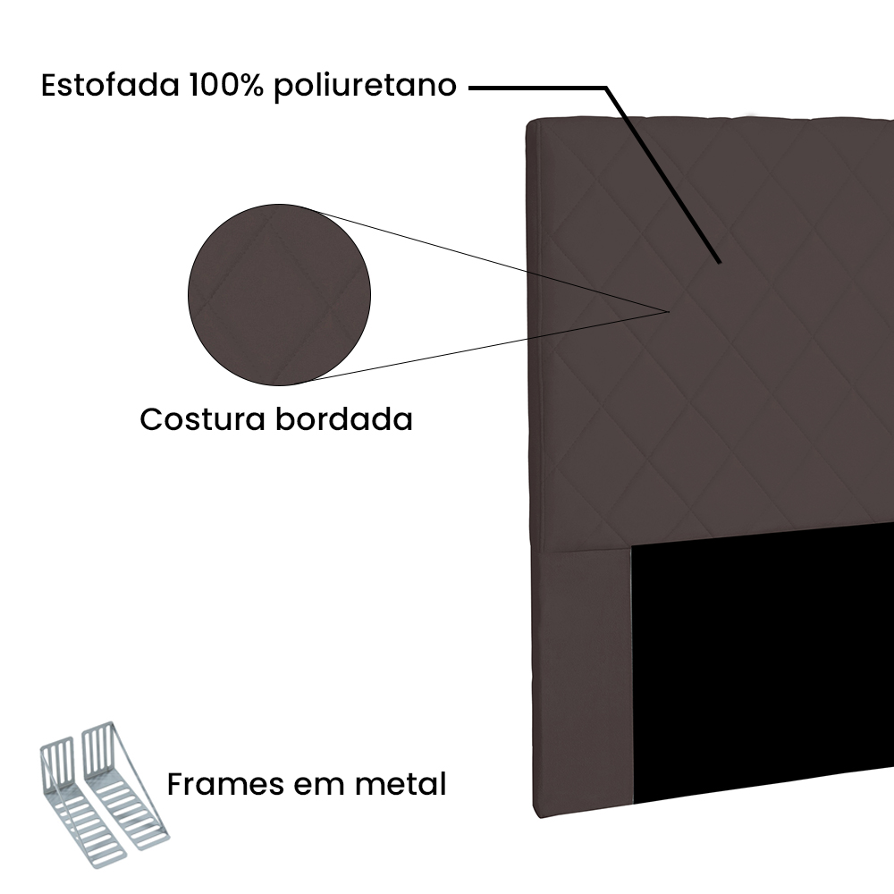 Cabeceira Solteiro 0,90m Esmeralda Suede Marrom Café - Pallazio