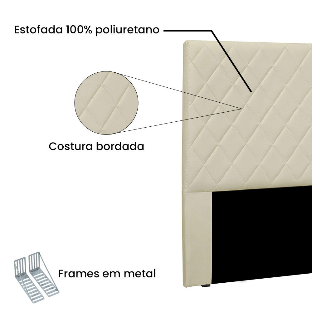 Cabeceira Solteiro 0,90m Esmeralda Veludo Bege - Pallazio