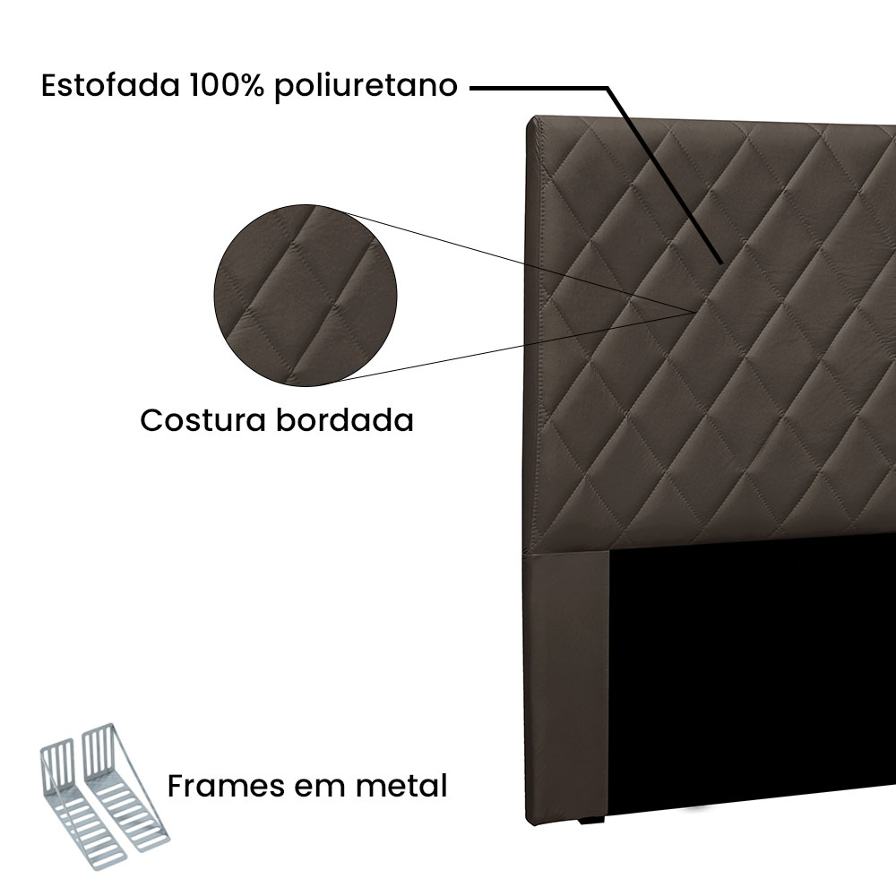 Cabeceira Solteiro 0,90m Esmeralda Veludo Marrom - Pallazio
