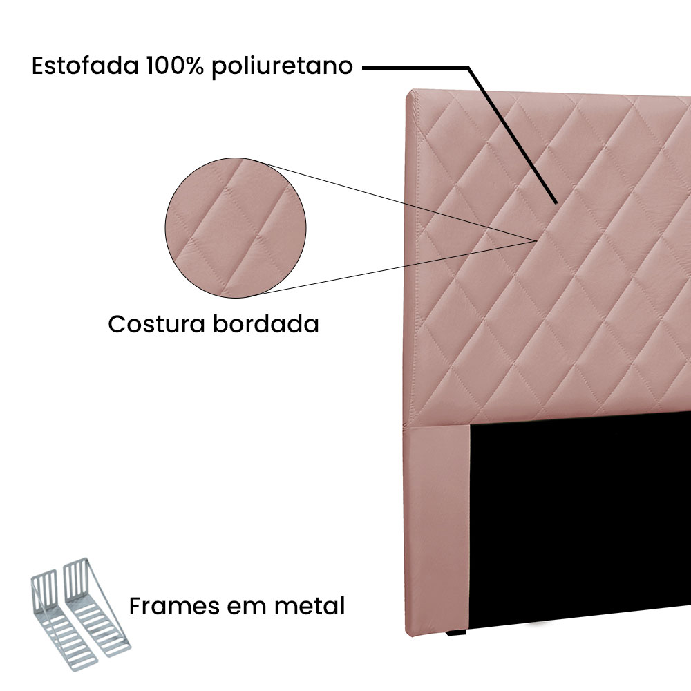 Cabeceira Solteiro 0,90m Esmeralda Veludo Rosa - Pallazio