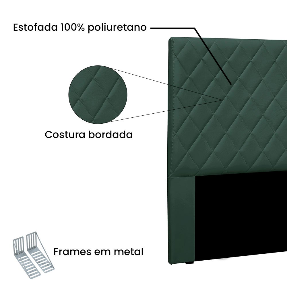 Cabeceira Solteiro 0,90m Esmeralda Veludo Verde Floresta - Pallazio