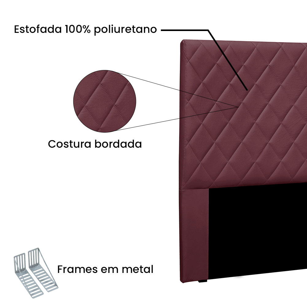 Cabeceira Solteiro 0,90m Esmeralda Veludo Vinho - Pallazio