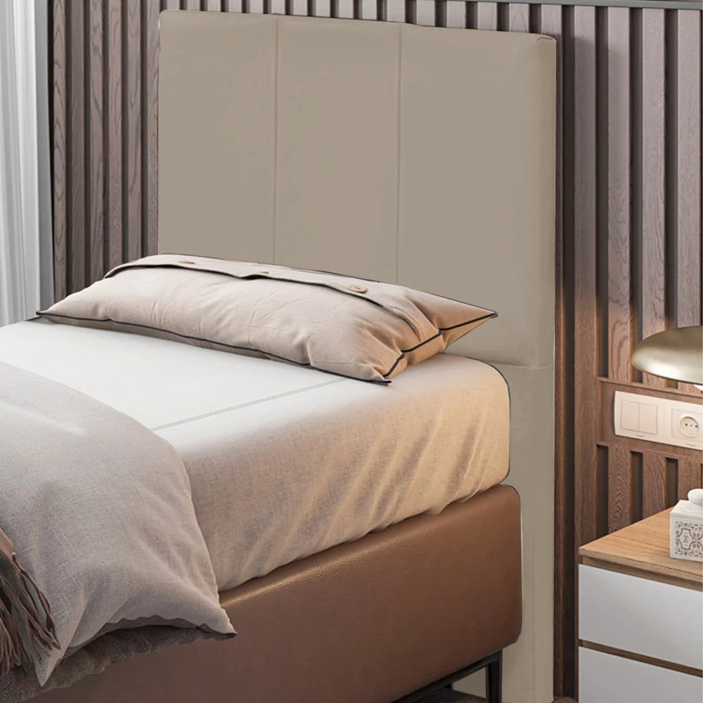 Cabeceira Solteiro 0,90m Genebra Suede Bege - Pallazio