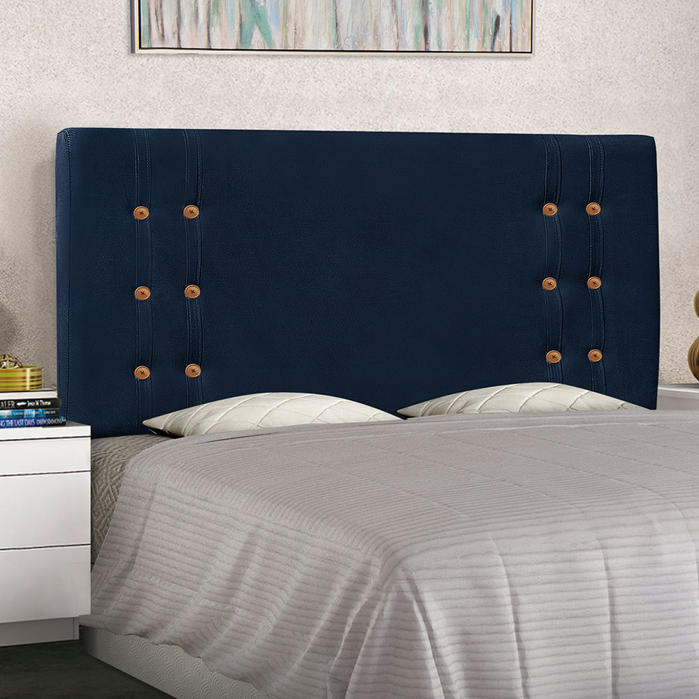 Cabeceira Solteiro 0,90m Genova Suede Azul Marinho - Pallazio
