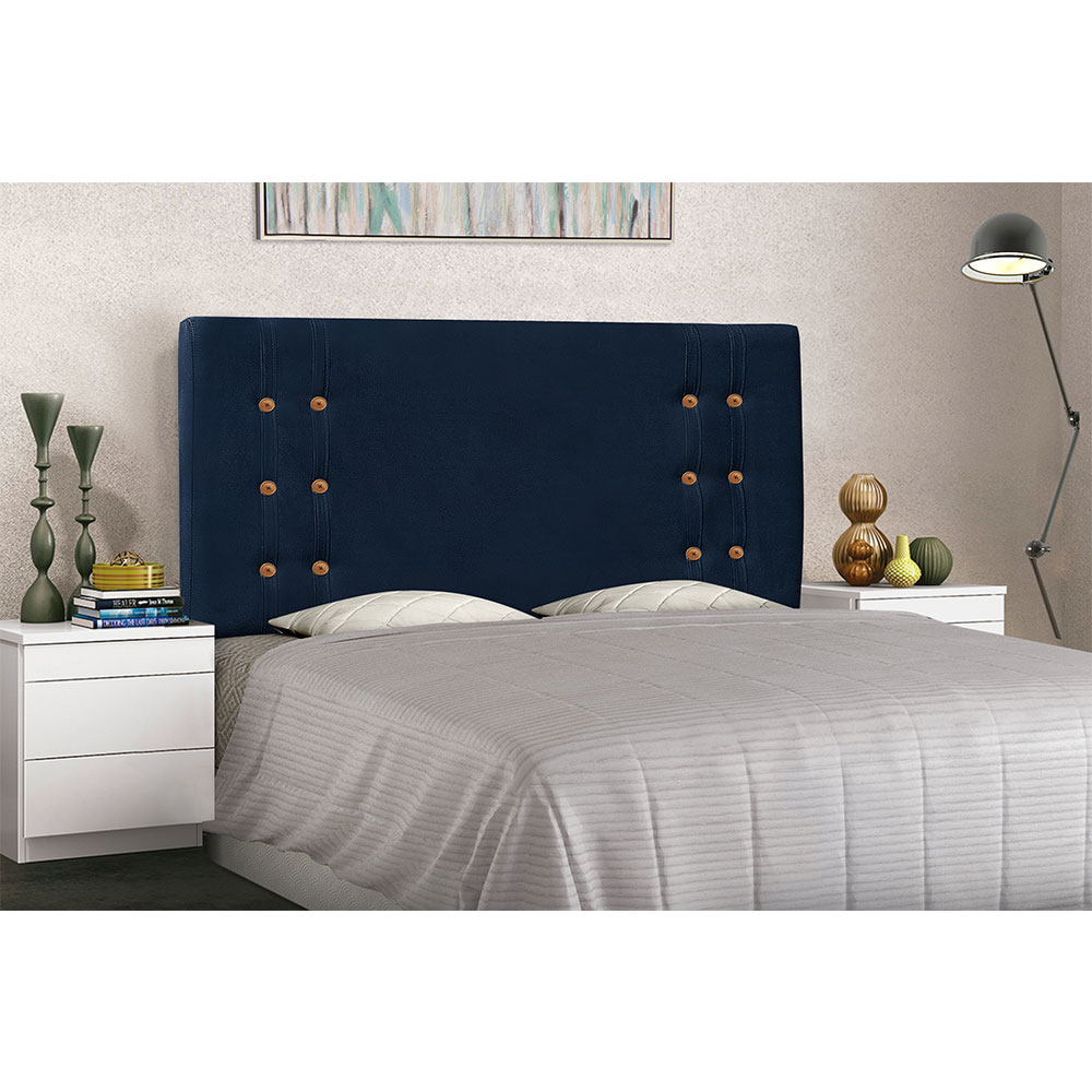 Cabeceira Solteiro 0,90m Genova Suede Azul Marinho - Pallazio