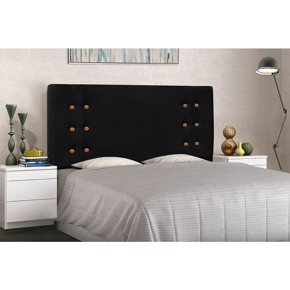 Cabeceira Solteiro 0,90m Genova Suede Preto - Pallazio