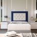 Cabeceira Solteiro 0,90m Havana Suede Azul com Corino Branco - Pallazio