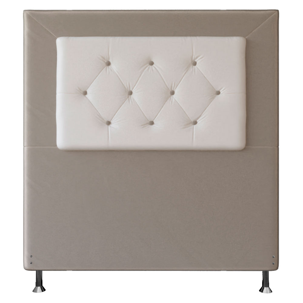 Cabeceira Solteiro 0,90m Havana Suede Bege com Corino Branco - Pallazio