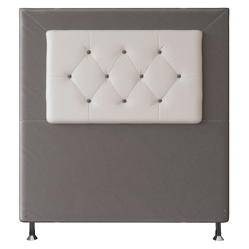 Cabeceira Solteiro 0,90m Havana Suede Cinza com Corino Branco - Pallazio