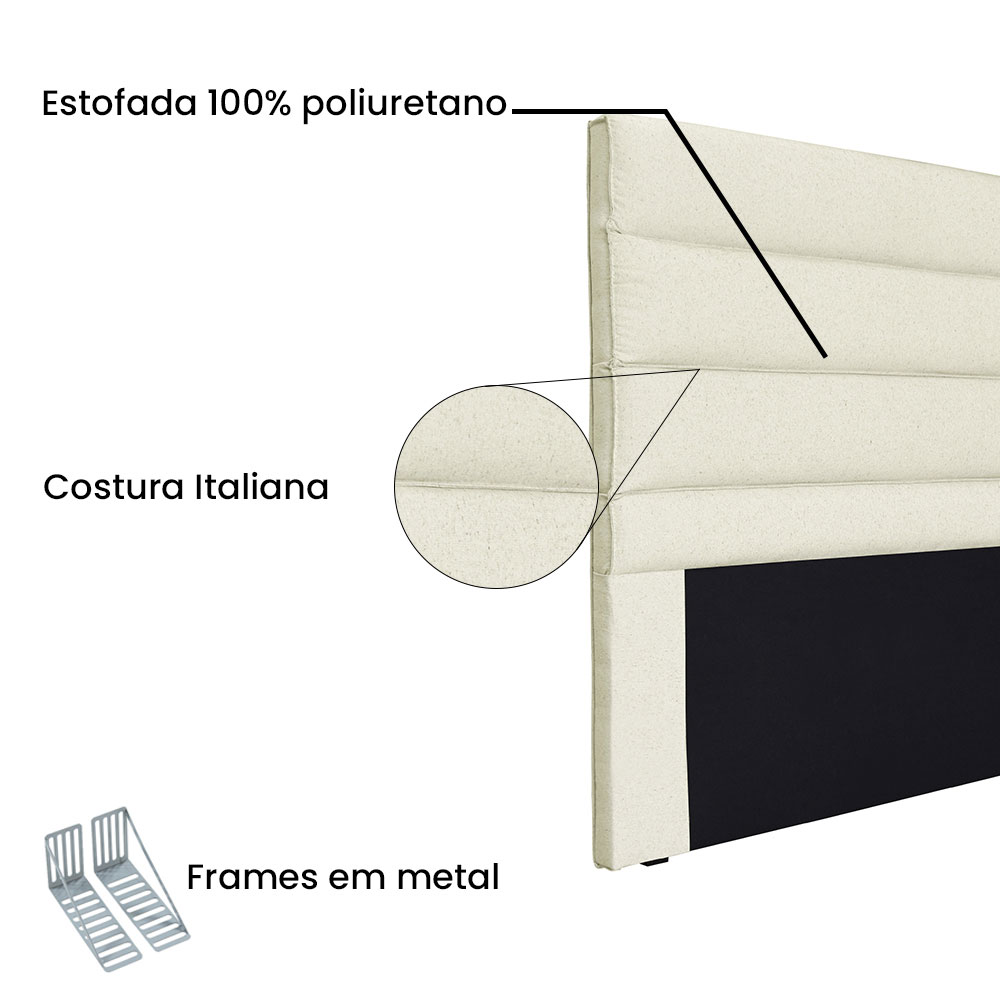 Cabeceira Solteiro 0,90m La Italiana Linho Rústico Natural - Pallazio