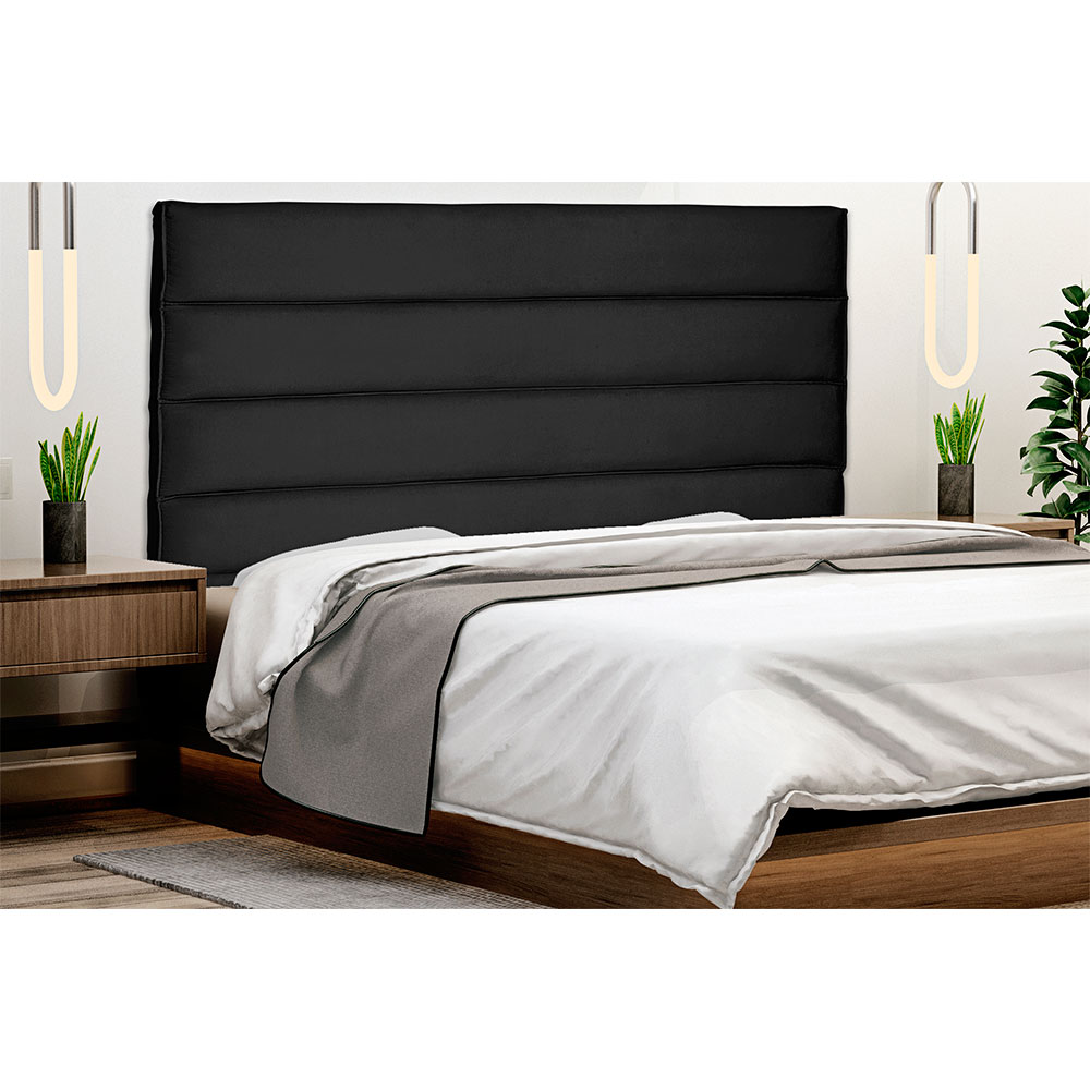 Cabeceira Solteiro 0,90m La Italiana Suede Preto - Pallazio