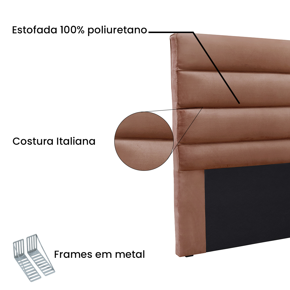 Cabeceira Solteiro 0,90m La Italiana Veludo Cobre - Pallazio