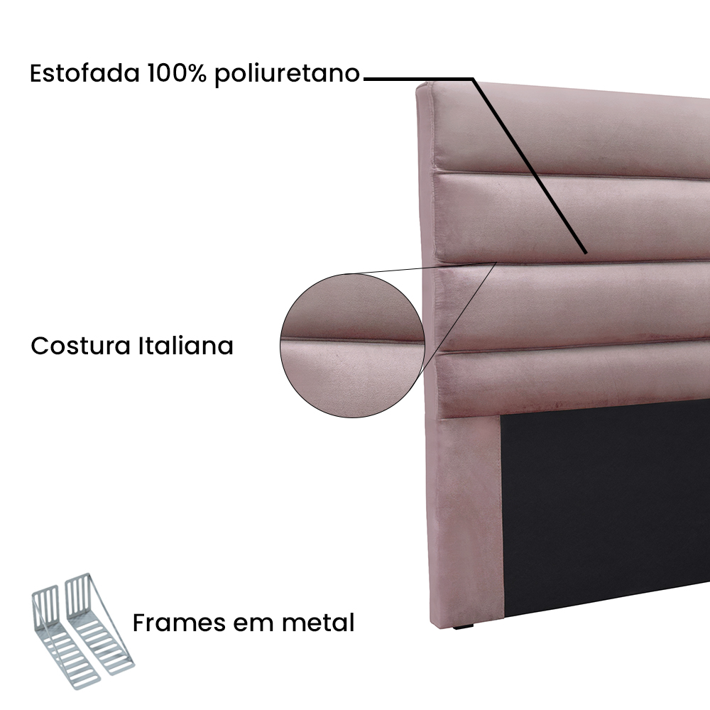 Cabeceira Solteiro 0,90m La Italiana Veludo Lilás - Pallazio